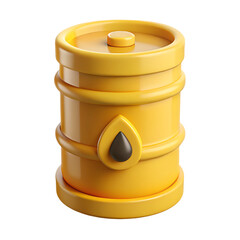 Yellow Oil Barrel Fuel 3D Icon Rendering Isolated