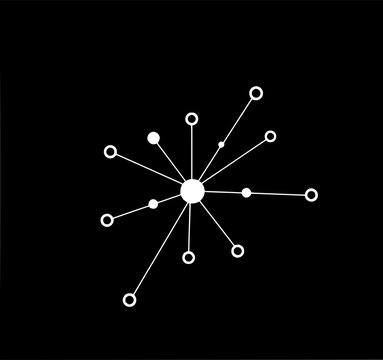 Abstract Network: A minimalist monochrome illustration of a central node connected to peripheral points, depicting a network or connection system.