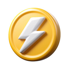 3d Realistic Lightning bolt illustration isolated on white background. Cartoon plastic style