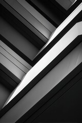 Abstract architecture, close-up of a building's exterior wall, sharp edges, geometric shapes, high-contrast lighting, cool tones, sharp shadows, architectural photography, modern cityscape background.