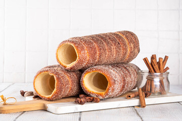 Traditional Christmas glazed dessert chimney cake