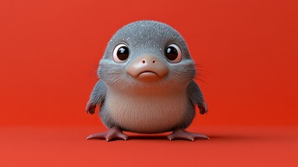 Adorable cartoonish eared bird, soft fur, expressive eyes
