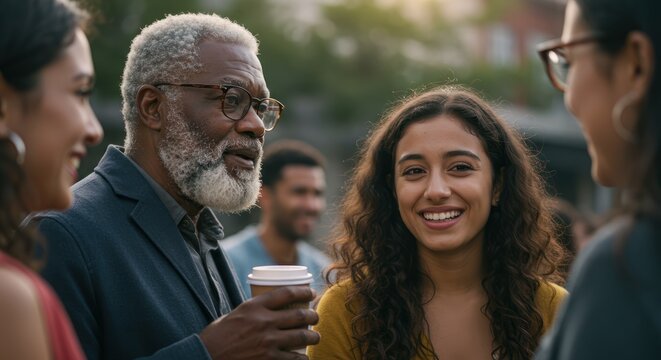 Diverse Group of People Engaging in Conversation and Connection
