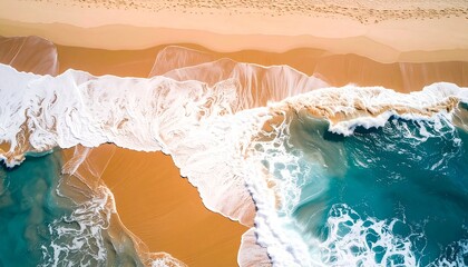 paisaje de playa idílico y soleado, arena fina y de color dorado, se ve suave y limpia. El agua cercana a la costa es de un vibrante color turquesa,