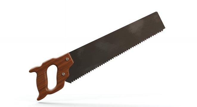 Vintage hand saw on white background