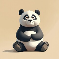 Obraz premium Cute panda sitting happily