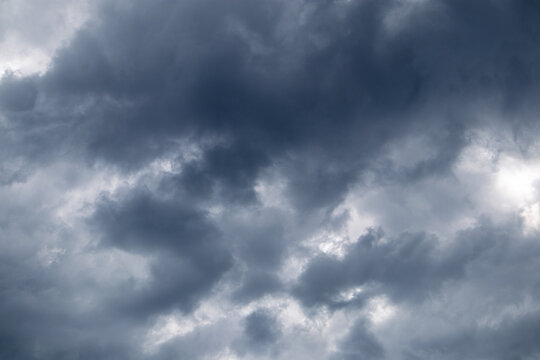 Dark grey clouds before a thunderstorm