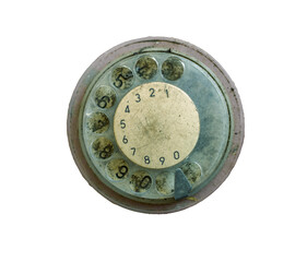 Old phone disk on white background