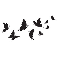 Obraz premium Black and White Butterfly set Vector Illustration – Detailed Insect Silhouette Design