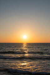 Beautiful sea sunset with great golden sun in Tel Aviv Yafo, Israel