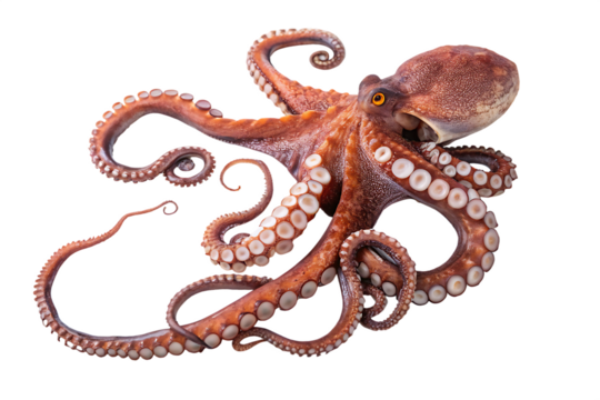 octopus-animal isolated on white background png, ai generated