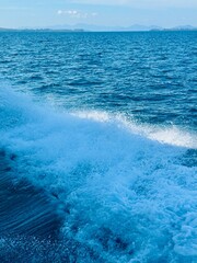 wave from a boat on the sea