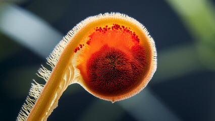 Close-up of a vibrant red plant structure