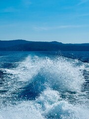 wave from a boat on the sea