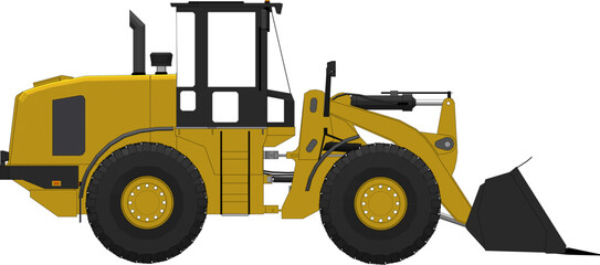 Dozer is a type of heavy equipment used for construction. Dozers are used to push, dig or pull materials such as sand, soil, rocks and others. Dozer illustration.