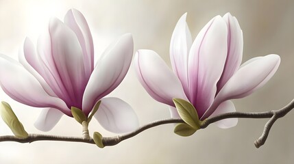Fototapeta premium Delicate Magnolia Blossoms, flowers, bloom, spring, nature, botanical