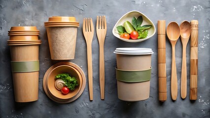 Sustainable Takeaway Set with Bamboo Cup and Utensil