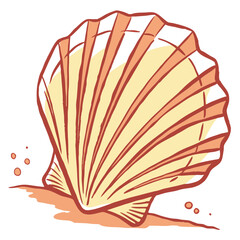 Stylized Seashell Illustration with Earth Tones on a White Background for Summer