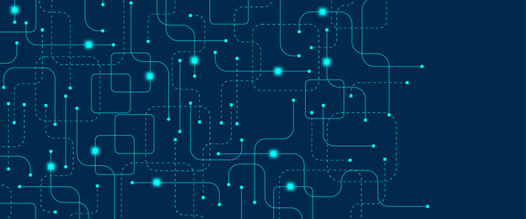 Abstract background with technology circuit board texture. Modern electronic motherboard texture. Creative idea for internet technology. Tech concept for header, web banner, website, presentation.