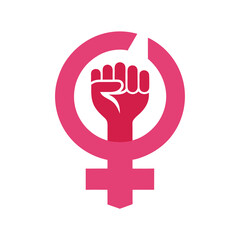 Obraz premium Feminist power fist illustration symbolizing strength equality and women empowerment