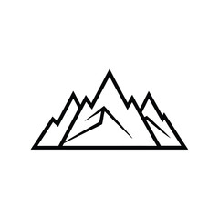 Mountain Line Art Scene with Simple Minimalist Style on White Background for Decor Use