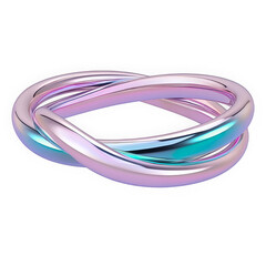 Glossy 3D ring with holographic Y2K chrome finish. Molten texture, pastel rainbow hues, shiny metal surface, surreal and soft edged visual.