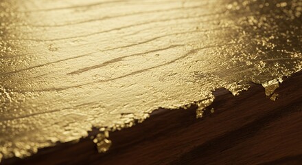 Luxurious Gold Leaf Accents on Rich Dark Wood Surface