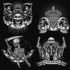 Obraz premium set, gothic sign with skull, grunge vintage design t shirts