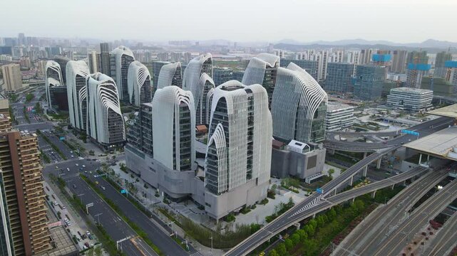 Aerial exploration of Nanjing Zendai Himalayan Center showcasing unique architecture and urban design
