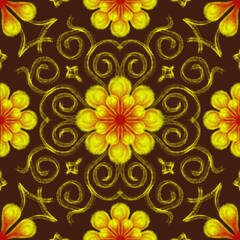 seamless floral pattern,the curves are combined to form a beautiful flowers with branches,a brown background.in a geometric pattern to create a simple fabric and tile patterns.