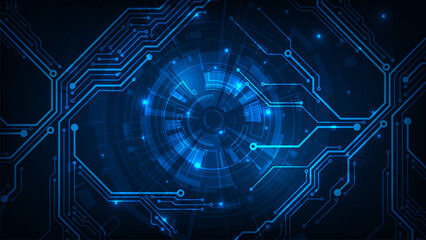Digital hud technology abstract line circuit board blue innovation concept on dark background