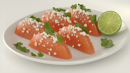 Watermelon Feta Appetizer with Cilantro and Lime, feta cheese, food, cuisine, healthy food, summer food