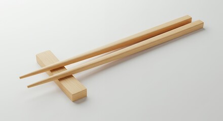 Elegant Wooden Chopsticks Resting on a Matching Stand