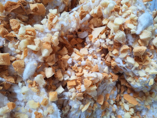 Synthetic material for filling pillows and toys.