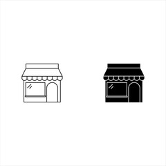 Simple Flat Market Icon set Illustration Design, Silhouette Market Symbol with Outlined Style Template Vector