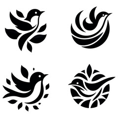 Naklejka premium Set of birds silhouettes birds set