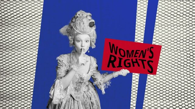 Trend 3d motion sketch collage video of duchess girl show shh women rights power
