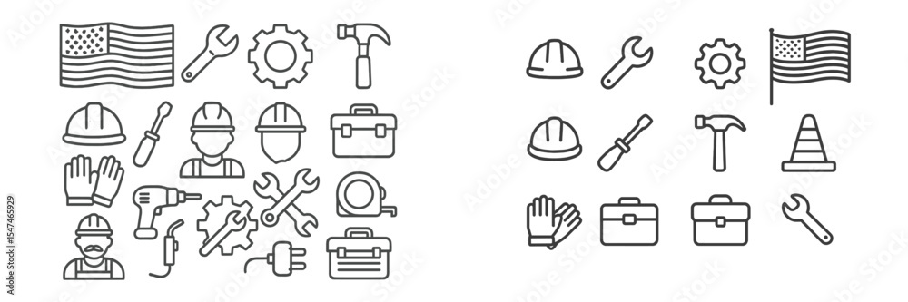 Poster construction tools and symbols represent teamwork and safety during building projects