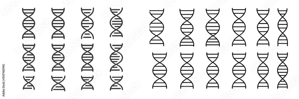 Aufkleber Multiple DNA double helix illustrations arranged in varying orientations on a plain background