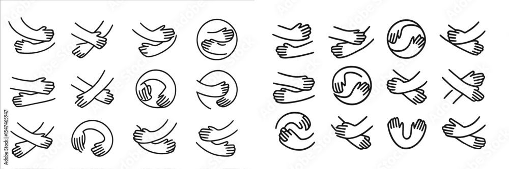 Aufkleber Different hand gestures displaying various embraces and connections at a creative design workspace
