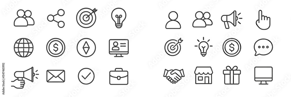 Poster creative symbols representing teamwork, innovation, and business communication in a modern workspace