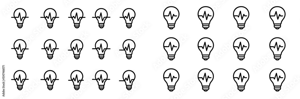 Aufkleber Light bulbs with heartbeat pattern create a unique visual representation of the connection between energy and life