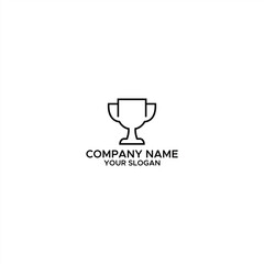 trophy line art logo, simple line art of trophy