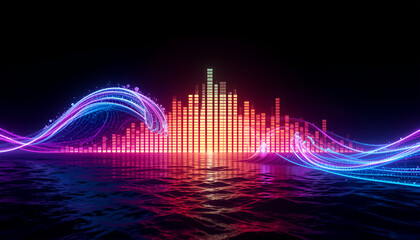 Neon Equalizer Music Visualizer: Abstract Sound Waves & Vibrant Lights