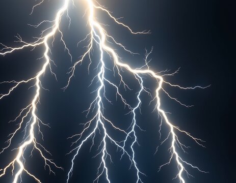 create an abstract digital artwork depicting a dramatic scene of puter generated abstract lightning illuminating a dark background