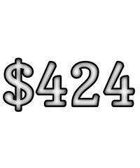 dollar sign on white background $424