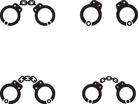 Four Simple Black and White Handcuff Icons