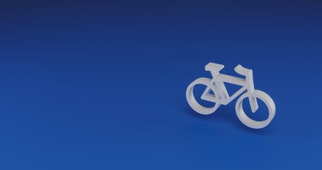 Fototapeta premium Isolated realistic white bicycle symbol with shadow. Located on the right side of the scene. 3d illustration on transparent background