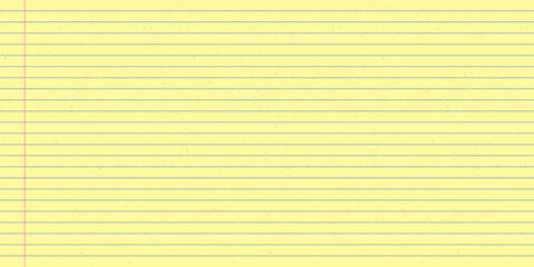 Striped yellow notepad sheet for student and business notes. Notebook paper background blank.