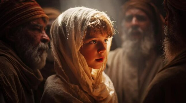 young Jesus surrounded by elders in temple